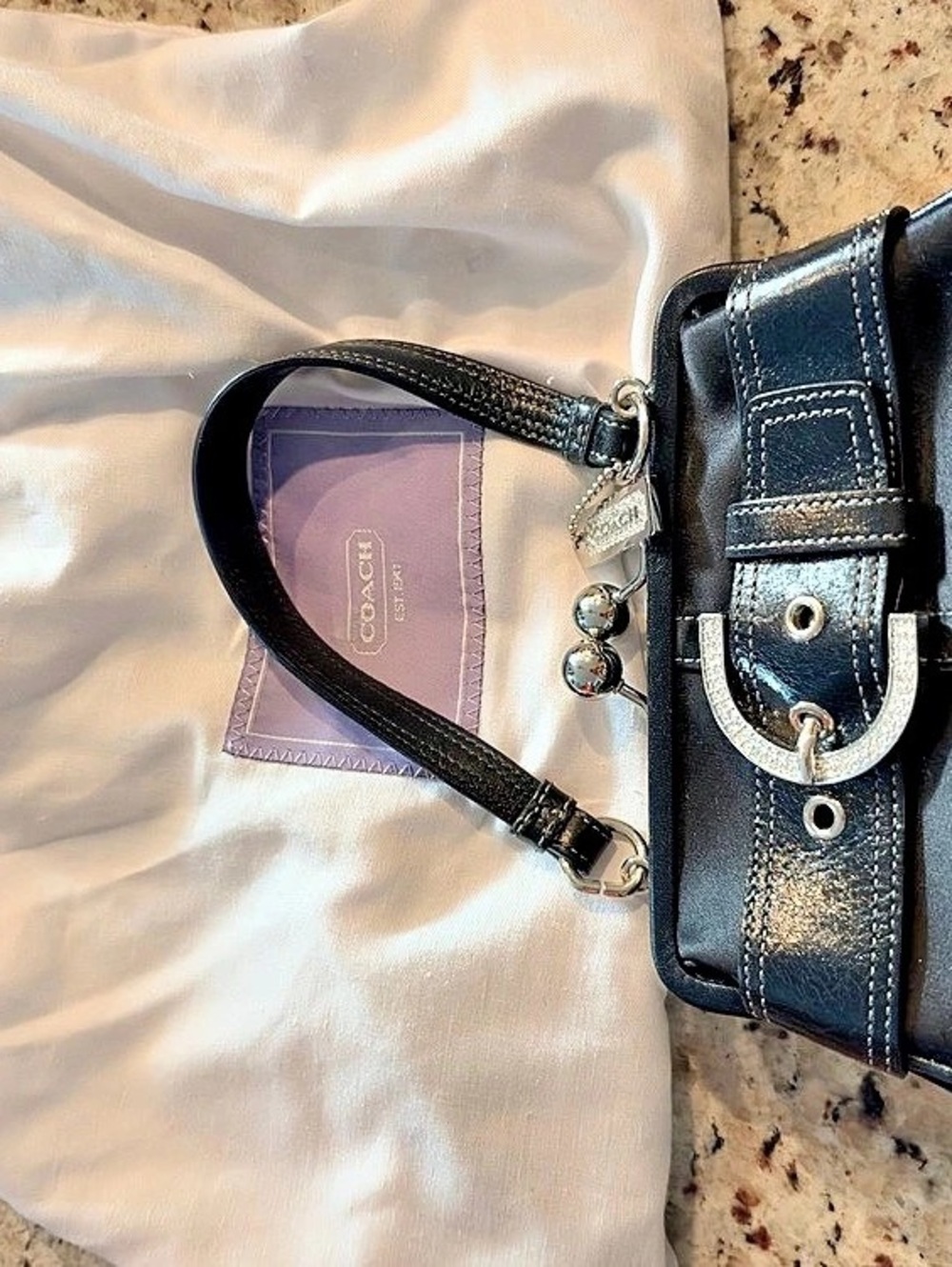Coach Madison Swarovski Crystal Buckle Framed Kiss Lock Handbag Kiss Lock